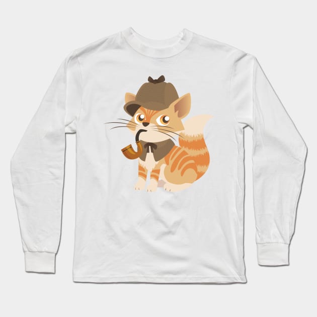 Sherlock Holmes Kitten Long Sleeve T-Shirt by cartoonowl